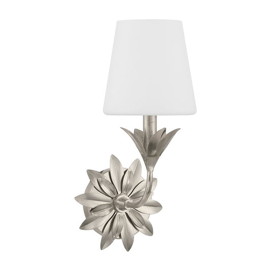 Crystorama Broche 1 Light Sconce, Silver/White