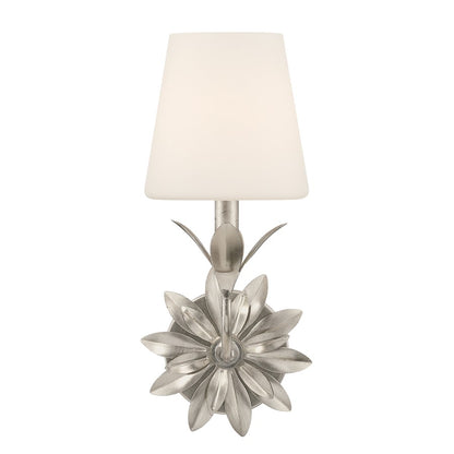 Crystorama Broche 1 Light Sconce, Silver/White