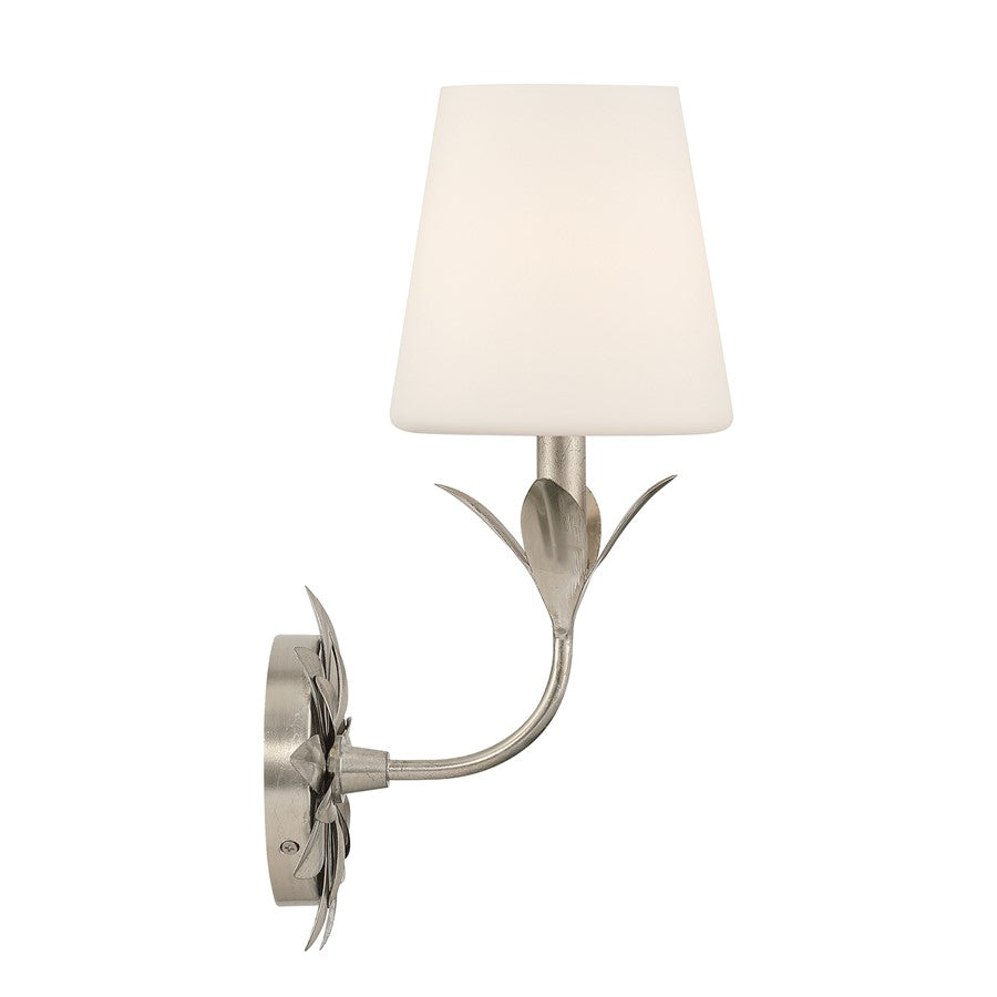 Crystorama Broche 1 Light Sconce, Silver/White