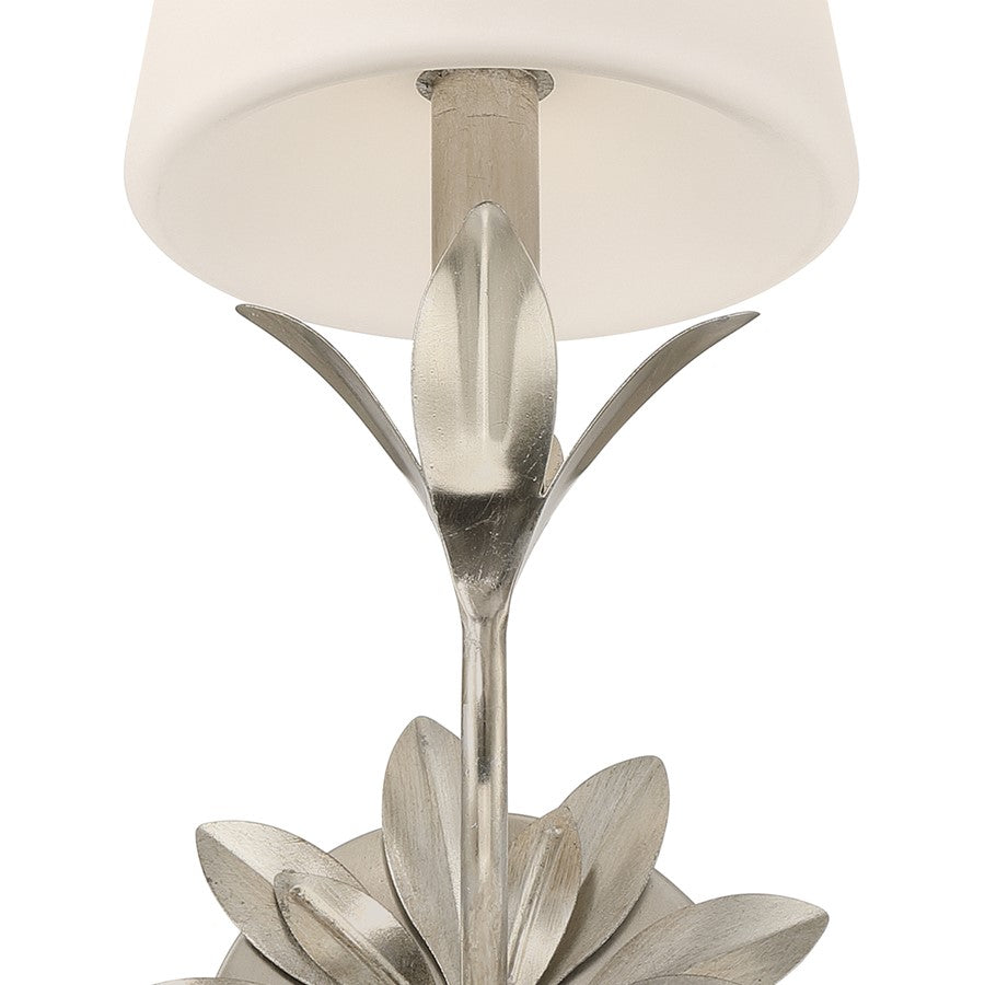 Crystorama Broche 1 Light Sconce, Silver/White