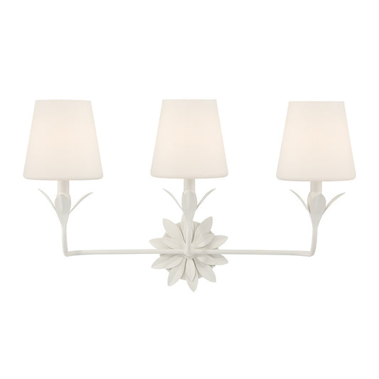 Crystorama Broche 3 Light Bathroom Vanity, White/White - 573-OP-MT