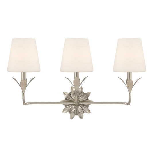 Crystorama Broche 3 Light Bathroom Vanity, Silver/White - 573-OP-SA