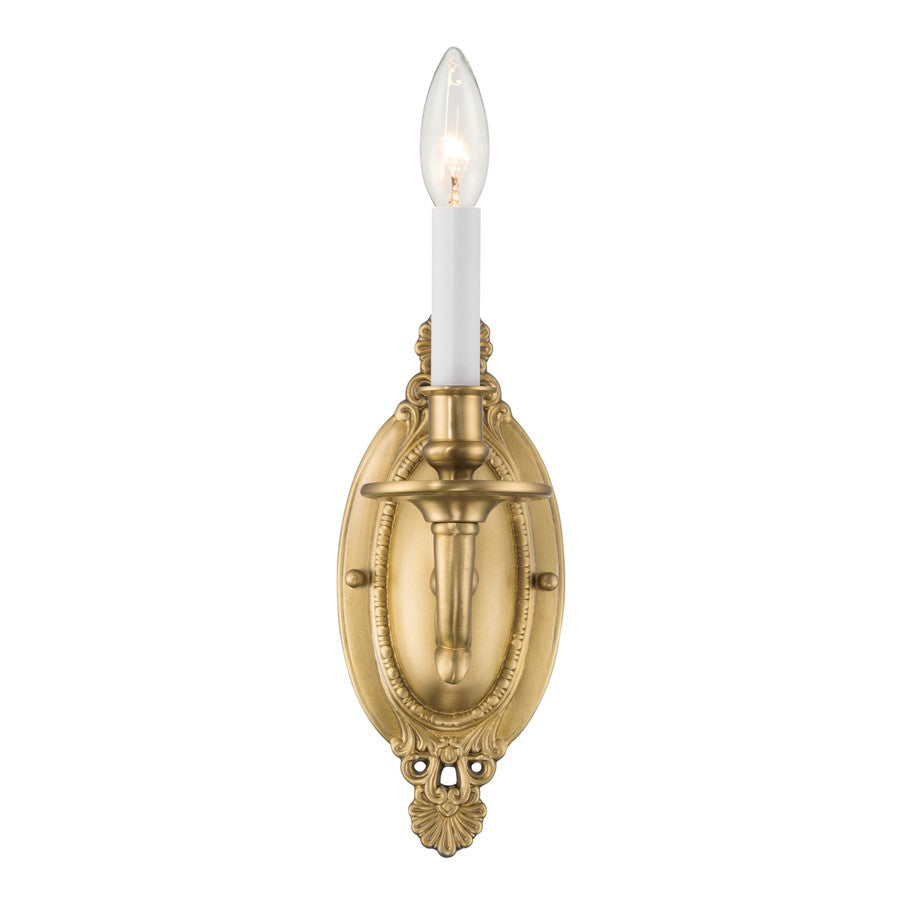 Crystorama Milford 1 Light 4.25" Sconce, Aged Brass