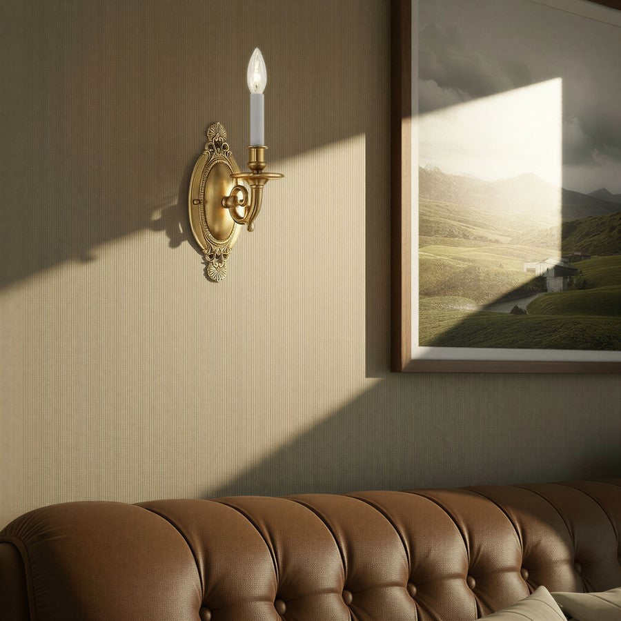 Crystorama Milford 1 Light 4.25" Sconce, Aged Brass