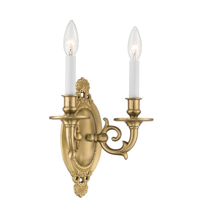 Crystorama Milford 2 Light 9.5" Sconce, Aged Brass