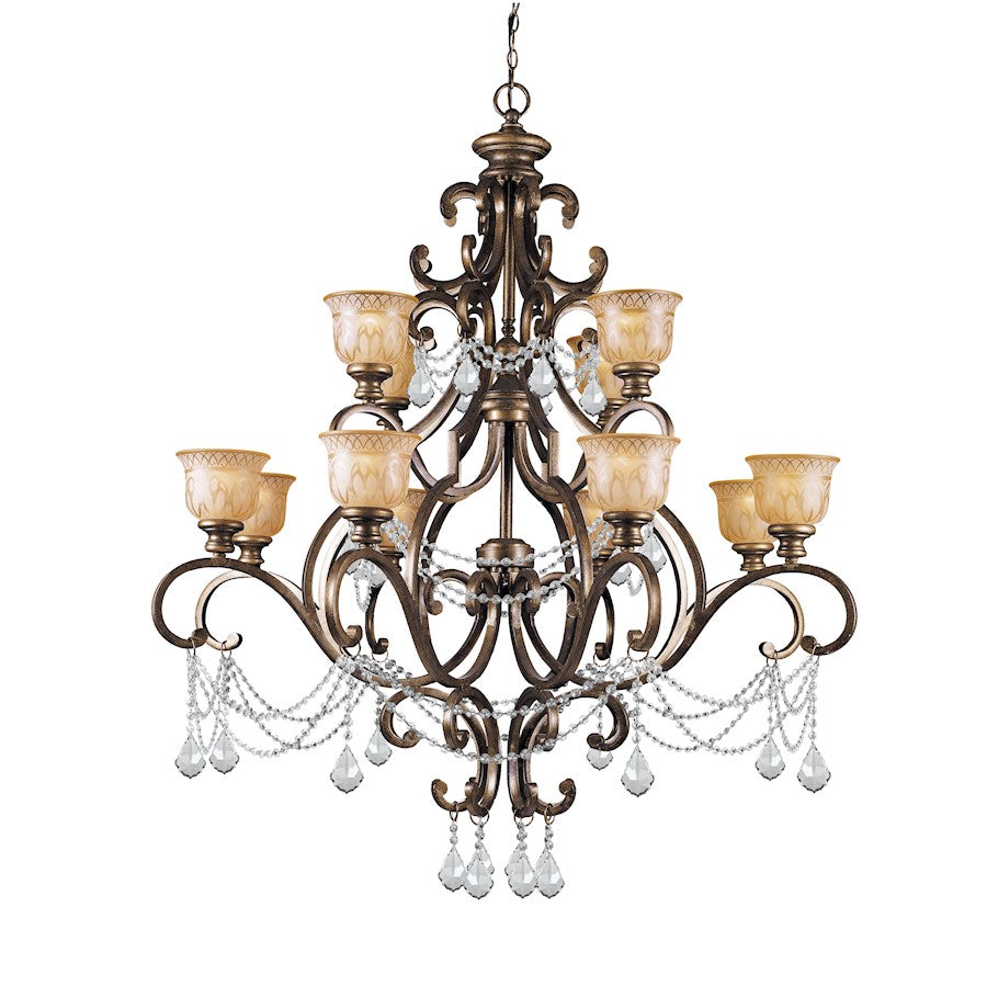 12 Light Chandelier in Bronze