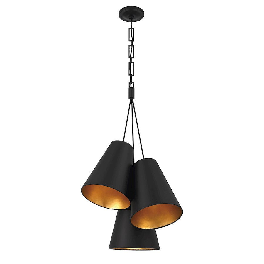 3 Light Pendant, Matte Black