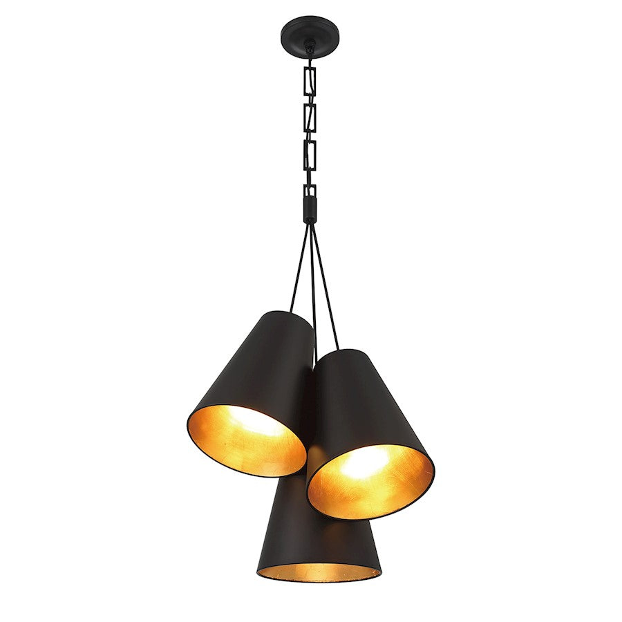 3 Light Pendant, Matte Black