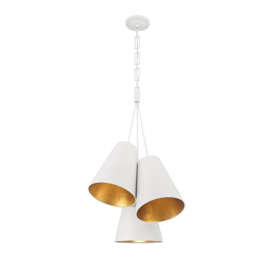 3 Light Pendant, Matte White