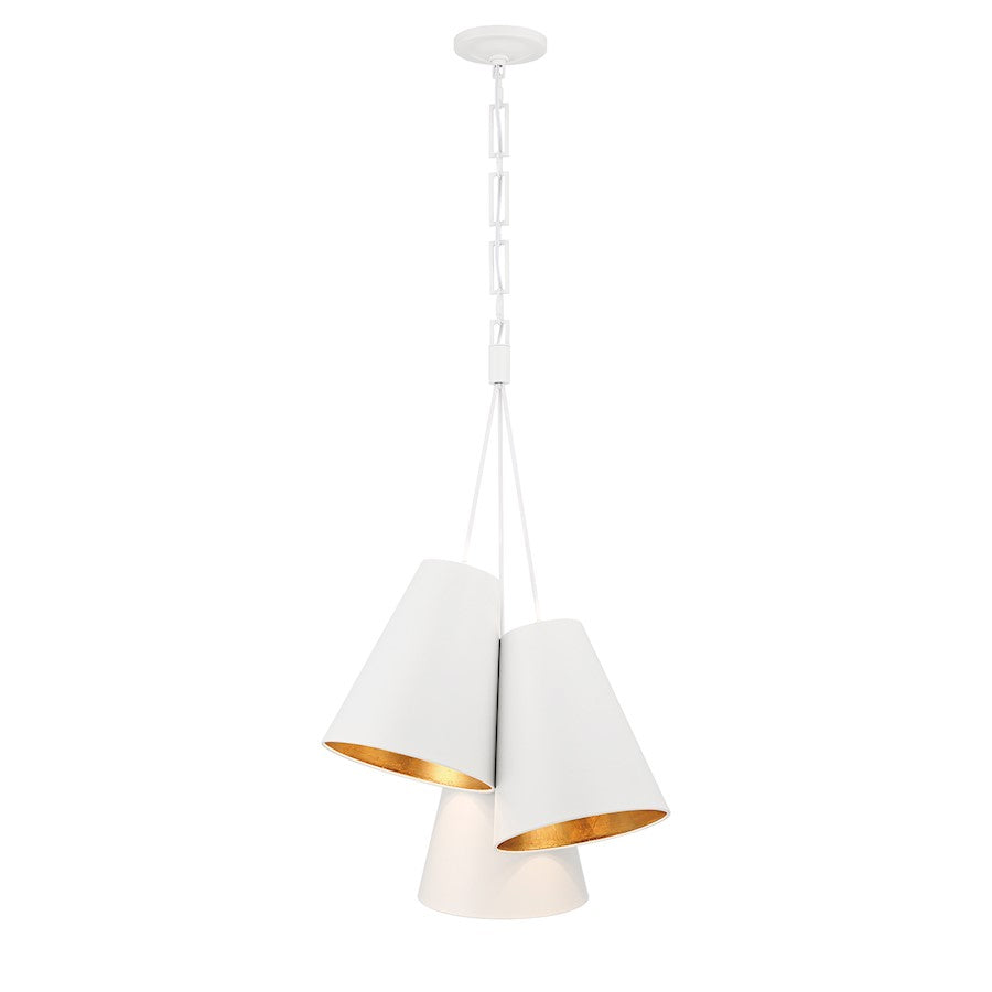 3 Light Pendant, Matte White