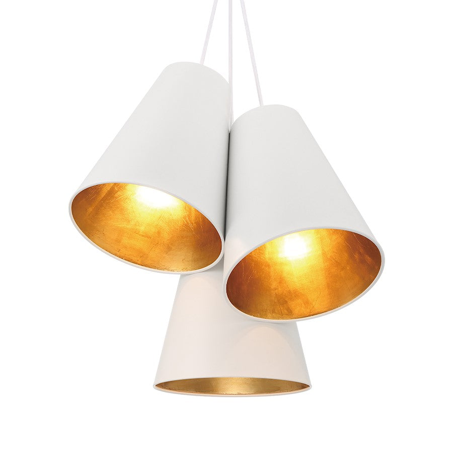 3 Light Pendant, Matte White