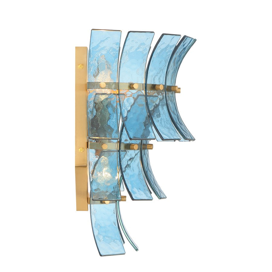 Crystorama Abigail 3 Light Sconce, Aged Bras/Gold/Blue