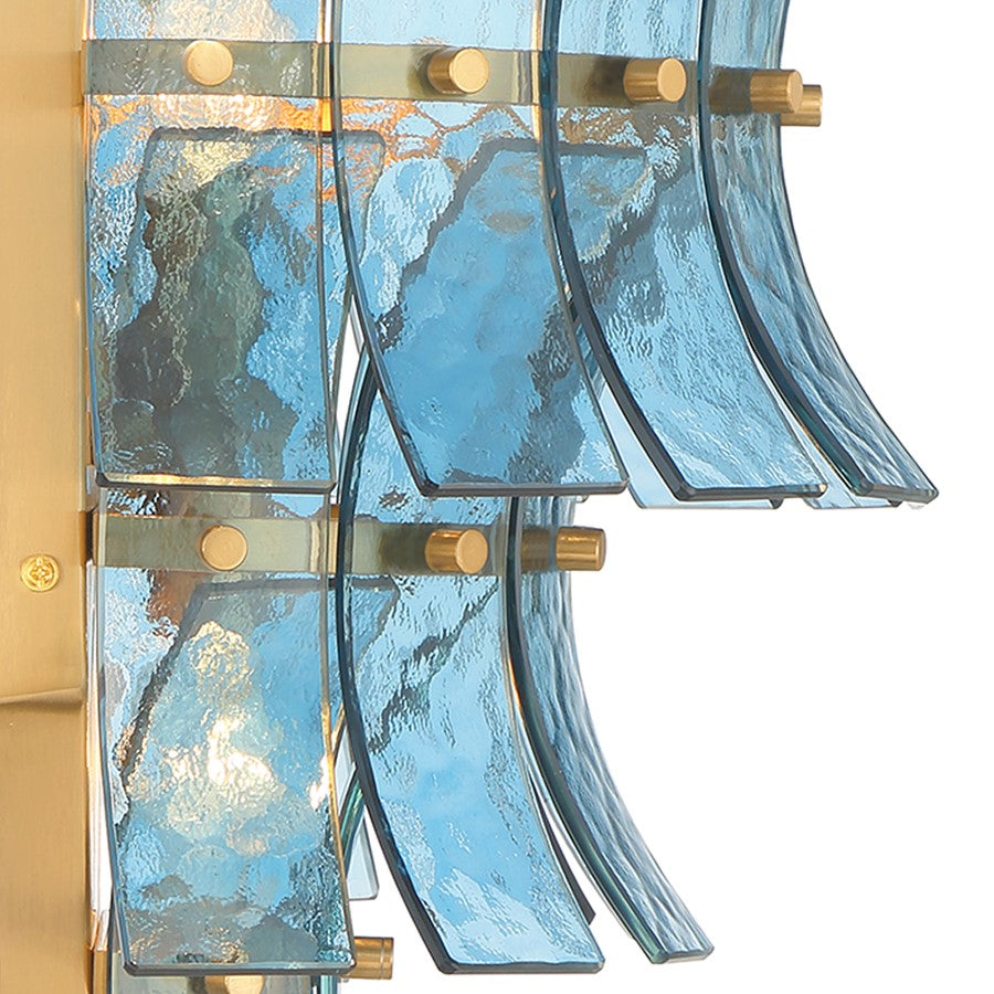 Crystorama Abigail 3 Light Sconce, Aged Bras/Gold/Blue