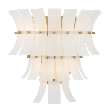 Crystorama Abigail 3 Light Sconce, White/Brass/Gold - ABI-2002-AG-WH