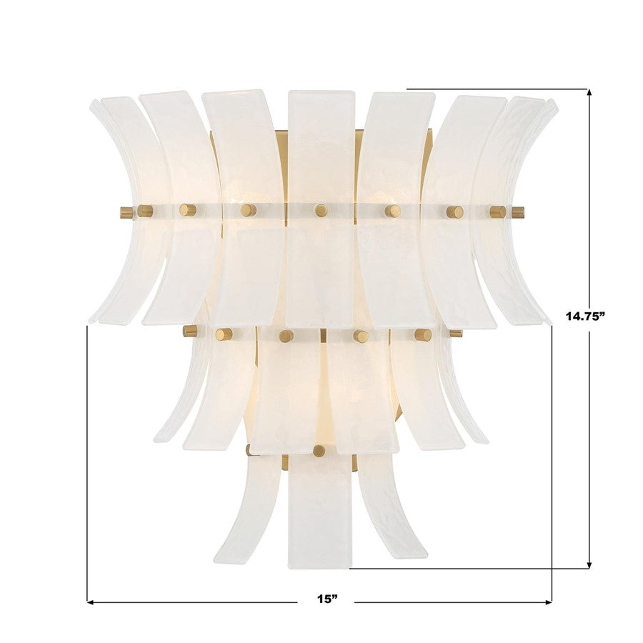 Crystorama Abigail 3 Light Sconce, White/Brass/Gold