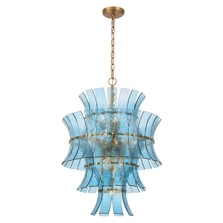 Crystorama Abigail 13 Light Chandelier, Blue/Brass/Gold - ABI-2006-AG-BL