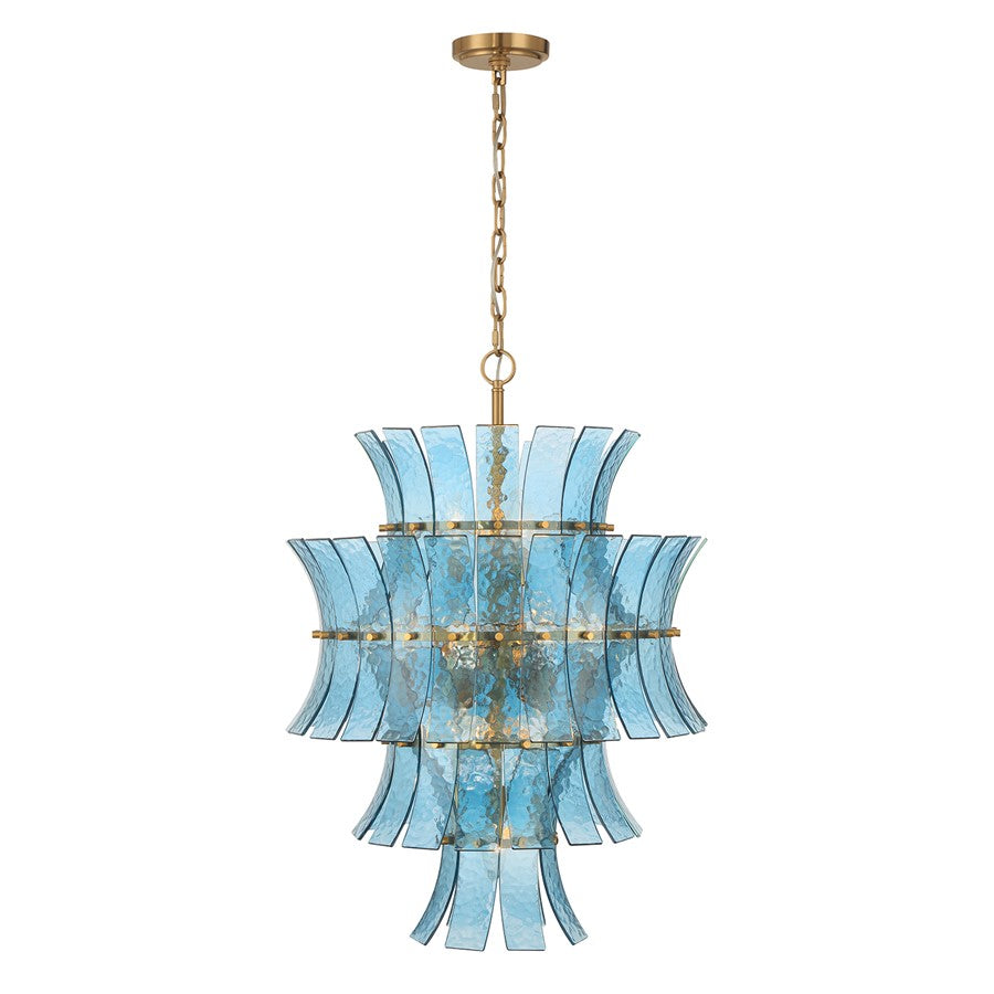Crystorama Abigail 13 Light Chandelier, Blue/Brass/Gold