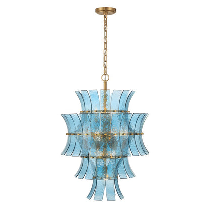 Crystorama Abigail 13 Light Chandelier, Blue/Brass/Gold