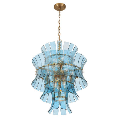 Crystorama Abigail 13 Light Chandelier, Blue/Brass/Gold