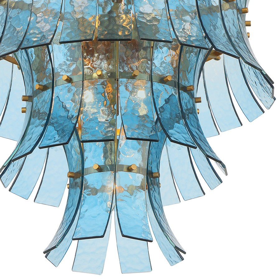 Crystorama Abigail 13 Light Chandelier, Blue/Brass/Gold