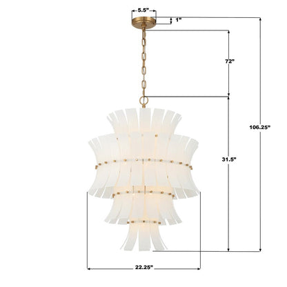 Crystorama Abigail 13 Light Chandelier, White/Brass/Gold