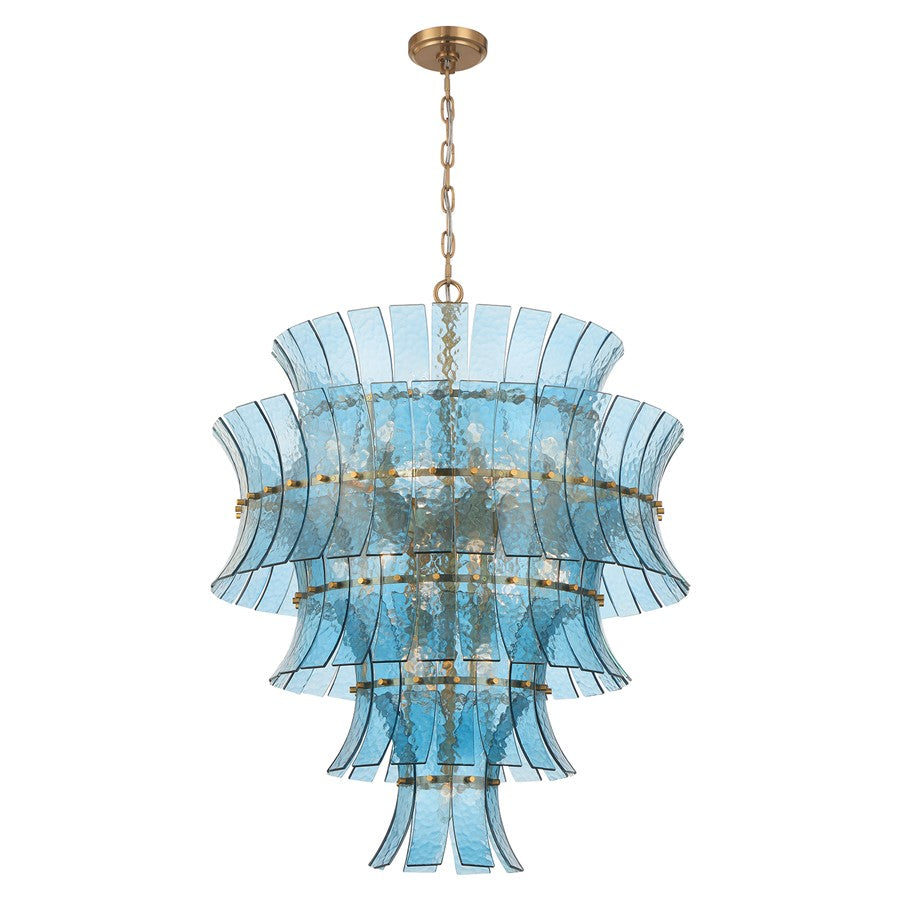 Crystorama Abigail 21 Light Chandelier, Blue/Brass/Gold - ABI-2008-AG-BL