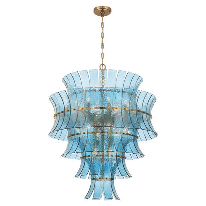 Crystorama Abigail 21 Light Chandelier, Blue/Brass/Gold - ABI-2008-AG-BL