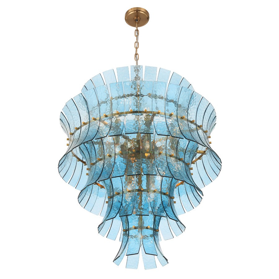 Crystorama Abigail 21 Light Chandelier, Blue/Brass/Gold