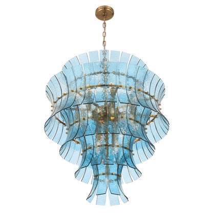 Crystorama Abigail 21 Light Chandelier, Blue/Brass/Gold