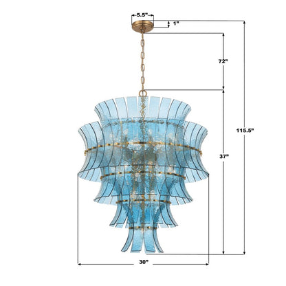 Crystorama Abigail 21 Light Chandelier, Blue/Brass/Gold