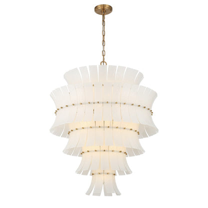 Crystorama Abigail 21 Light Chandelier, White/Brass/Gold - ABI-2008-AG-WH