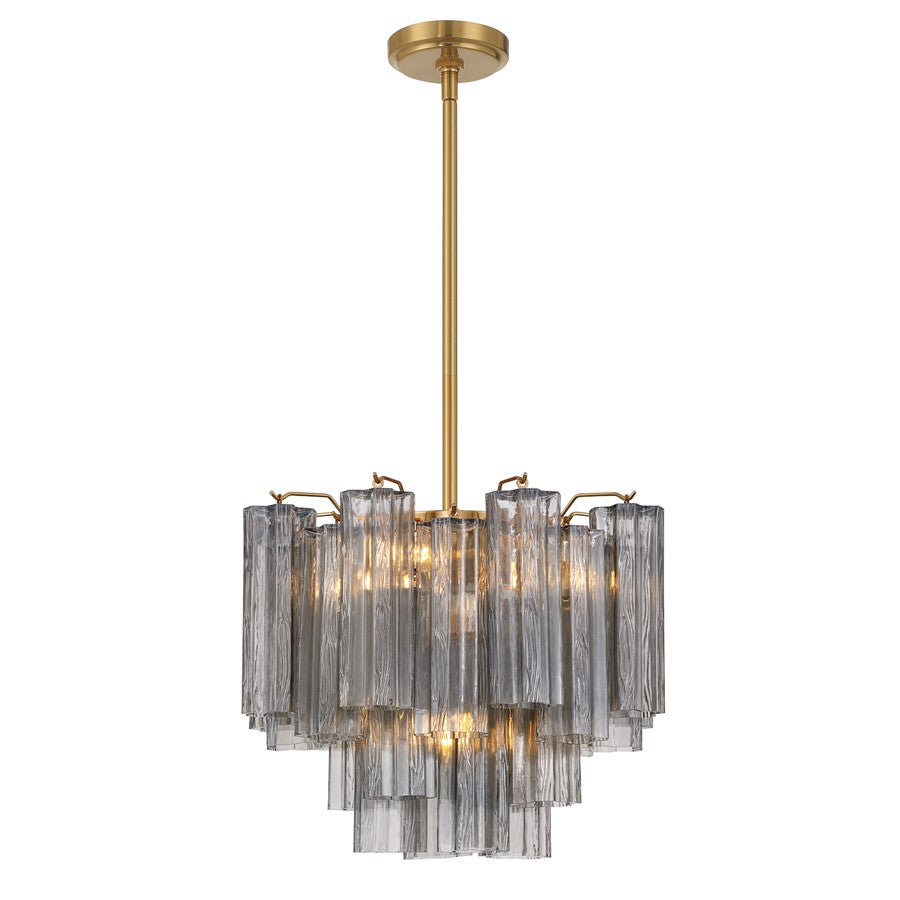 Crystorama Addis 4 Light Mini Chandelier, Gray/Brass/Gold/Smoke - ADD-300-AG-SM