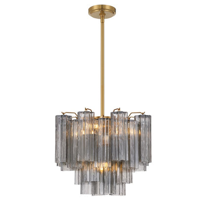 Crystorama Addis 4 Light Mini Chandelier, Gray/Brass/Gold/Smoke - ADD-300-AG-SM