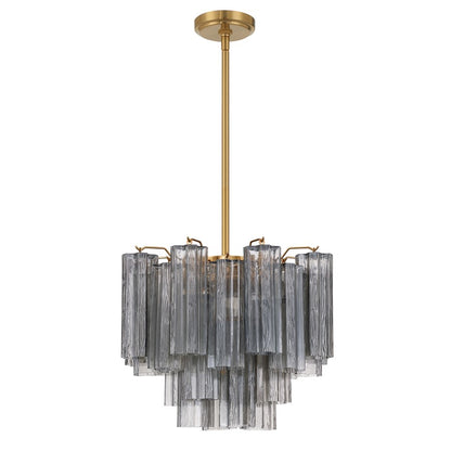 Crystorama Addis 4 Light Mini Chandelier, Gray/Brass/Gold/Smoke