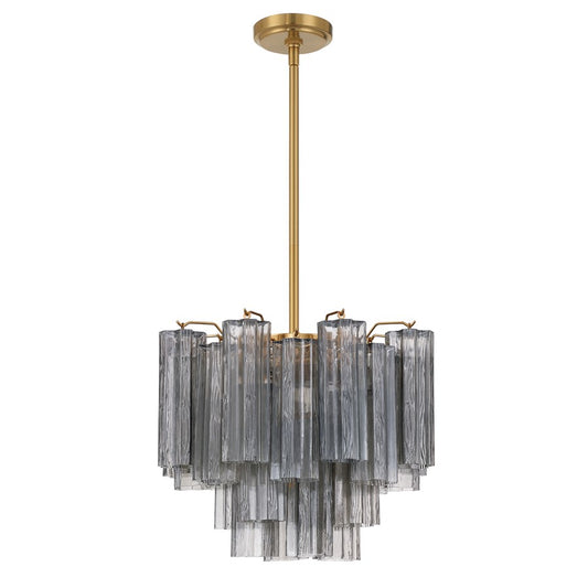 Crystorama Addis 4 Light Mini Chandelier, Gray/Brass/Gold/Smoke