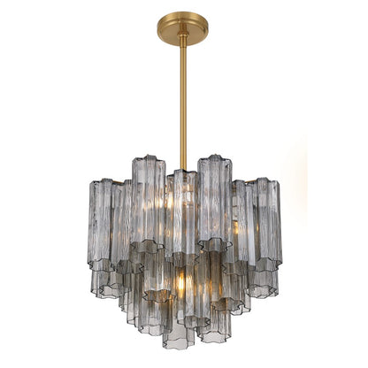 Crystorama Addis 4 Light Mini Chandelier, Gray/Brass/Gold/Smoke