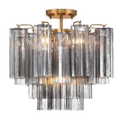 Crystorama Addis 4 Lt Semi Flush, Gray/Brass/Gold/Smoke - ADD-300-AG-SM-CEILING