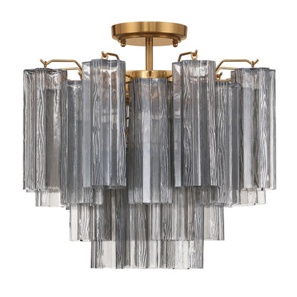 Crystorama Addis 4 Lt Semi Flush, Gray/Brass/Gold/Smoke