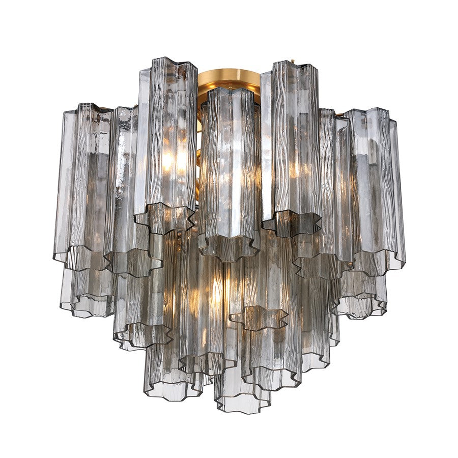 Crystorama Addis 4 Lt Semi Flush, Gray/Brass/Gold/Smoke