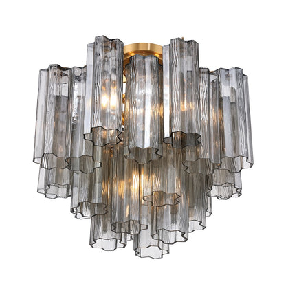Crystorama Addis 4 Lt Semi Flush, Gray/Brass/Gold/Smoke