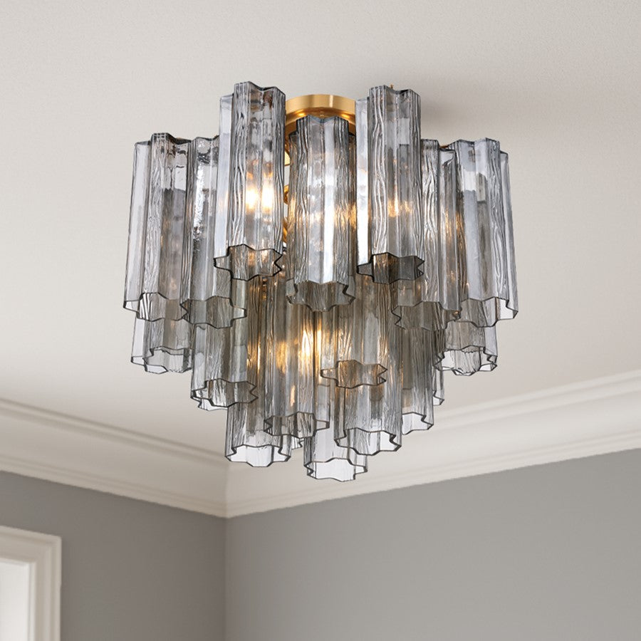 Crystorama Addis 4 Lt Semi Flush, Gray/Brass/Gold/Smoke