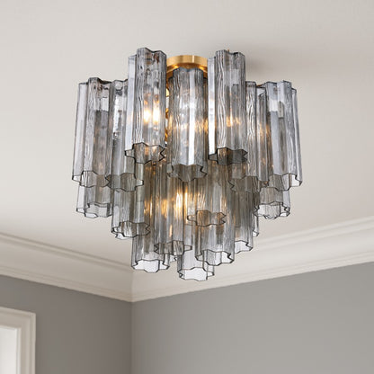 Crystorama Addis 4 Lt Semi Flush, Gray/Brass/Gold/Smoke