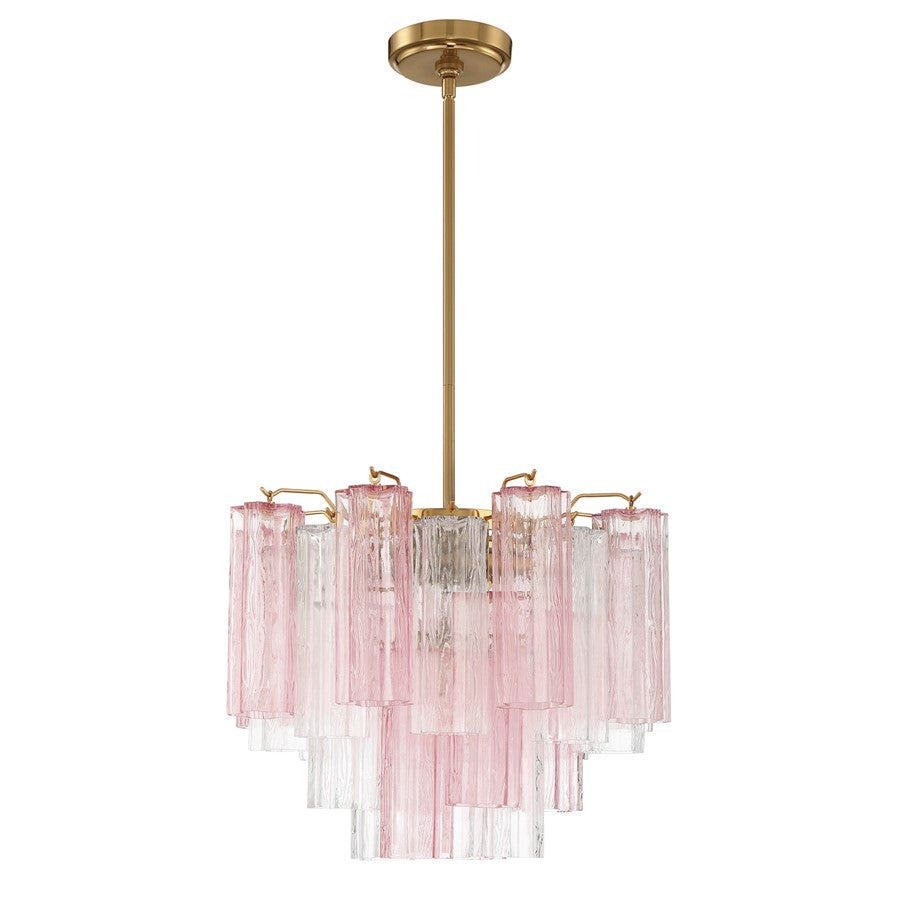 Crystorama Addis 4 Light Mini Chandelier, Aged Brass/Gold/Spring