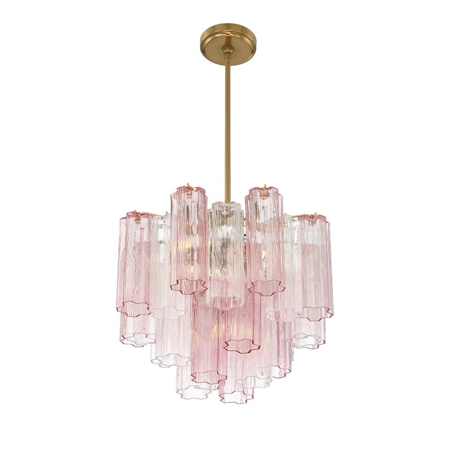 Crystorama Addis 4 Light Mini Chandelier, Aged Brass/Gold/Spring