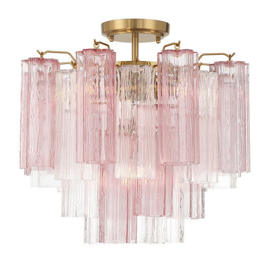 Crystorama Addis 4 Lt Semi Flush, Aged Brass/Gold/Spring - ADD-300-AG-SP-CEILING