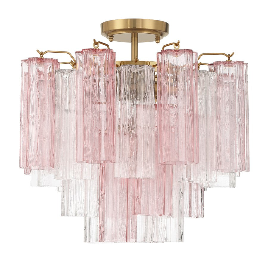 Crystorama Addis 4 Lt Semi Flush, Aged Brass/Gold/Spring