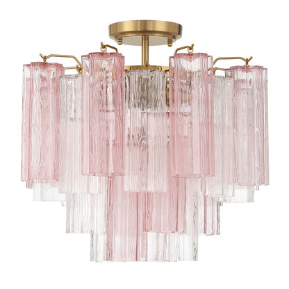 Crystorama Addis 4 Lt Semi Flush, Aged Brass/Gold/Spring