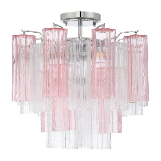 Crystorama Addis 4 Light Semi Flush, Chrome/Spring