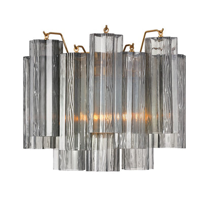 Crystorama Addis 2 Light 12" Sconce, Gray/Brass/Gold/Smoke - ADD-302-AG-SM