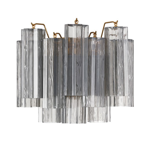 Crystorama Addis 2 Light 12" Sconce, Gray/Brass/Gold/Smoke